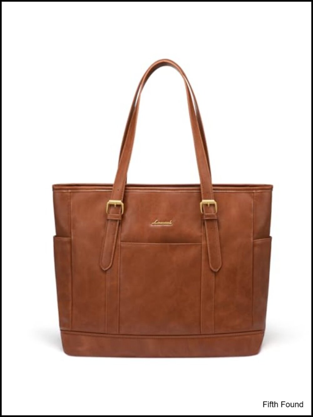 Vintage PU Leather Laptop Tote Bag, 13-Pocket Work Shoulder